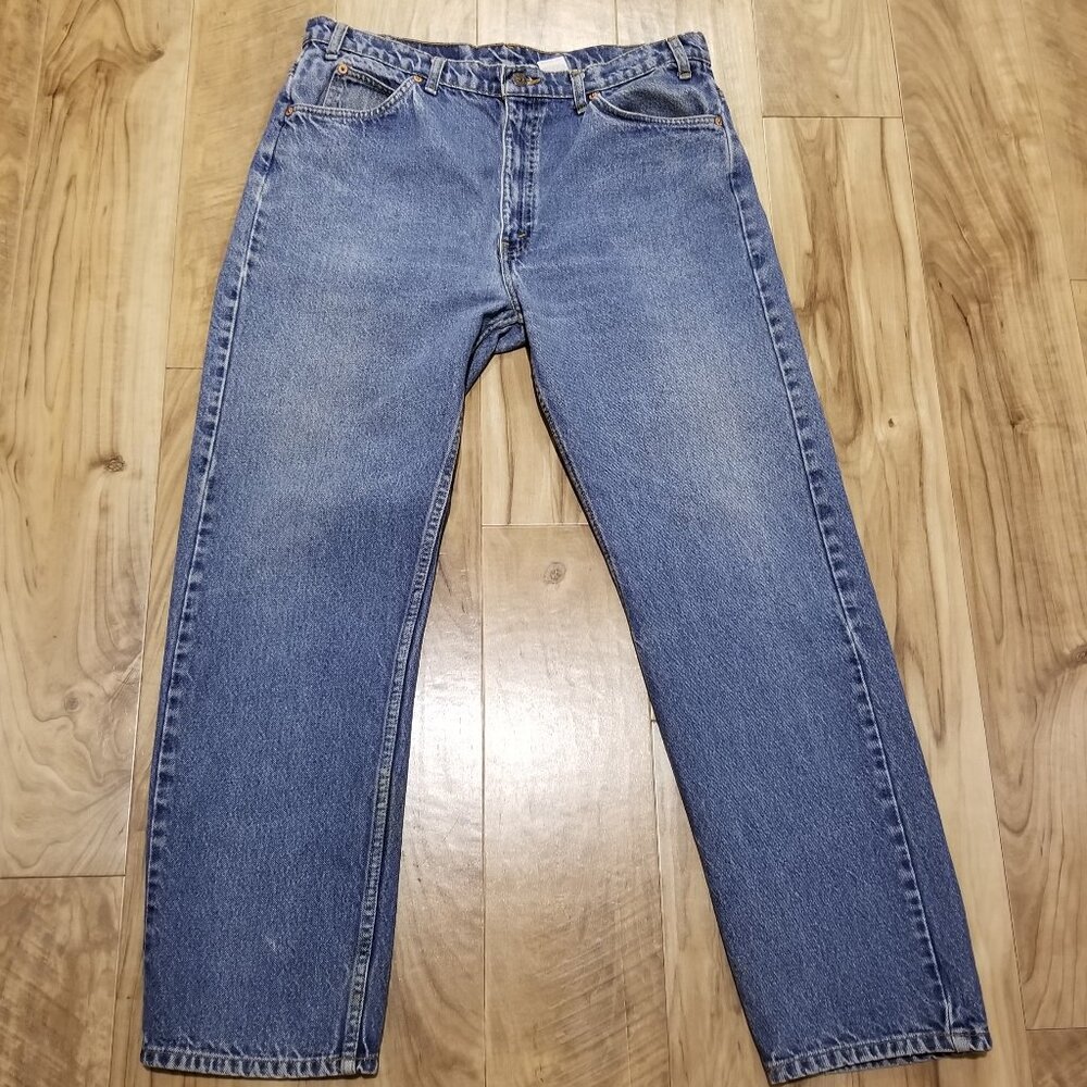 LEVI STRAUSS Vintage Orange Tab Mens 38x30 Jeans 505 USA Cotton Denim Blue Jean